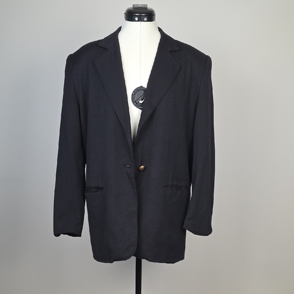 Tribal Black Oversized Vintage Blazer – Made in Canada – Size 5/6 - Picture 1 of 11